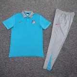 2025-26 Atletico Madrid Lake blue Polo Tracksuit