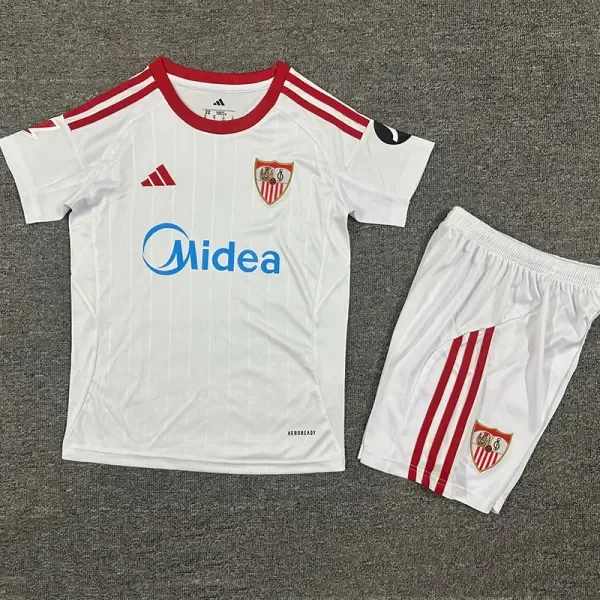 2025-26 Sevilla Home Kids Soccer Jersey