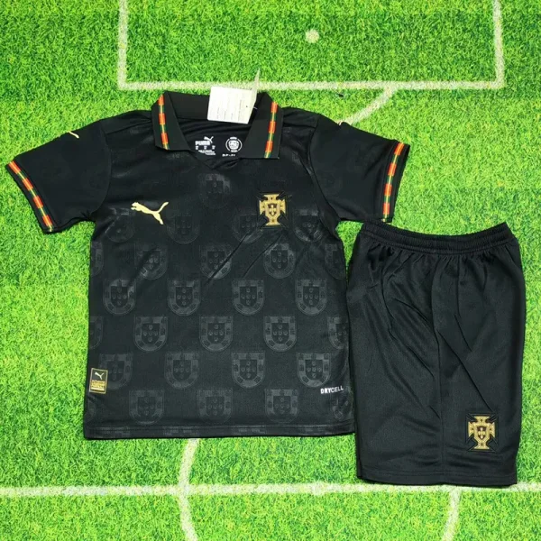 2025-26 Portugal Black Special Edition Kids Soccer Jersey (有领)