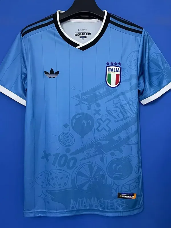 2025-26 Italy Blue Special Edition Training shirts (游戏图案)