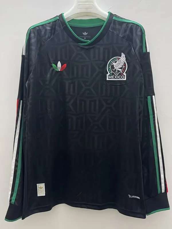 2025-26 Mexico Black Long Sleeve Training shirts (长袖)(三色叶)