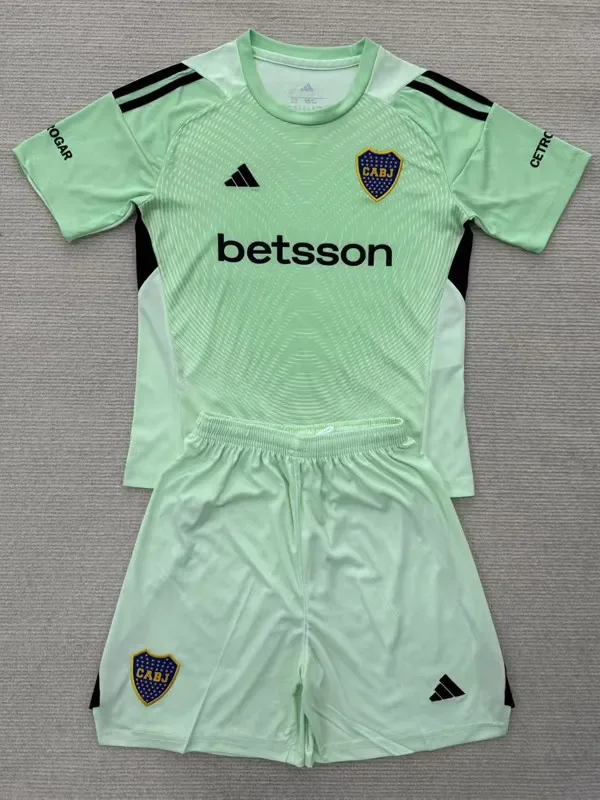 25-26 Boca Juniors Green GoalKeeper Kids Soccer Jersey