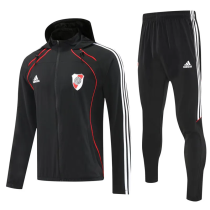 2025-26 River Plate Black Hoodie Jacket Tracksuit