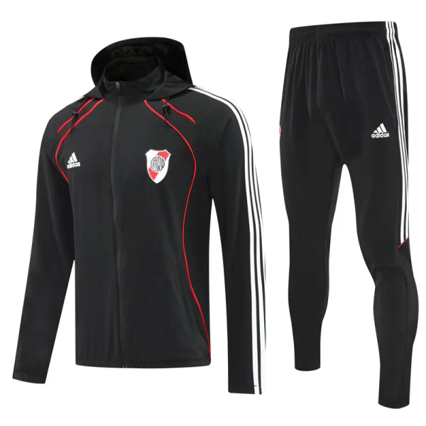 2025-26 River Plate Black Hoodie Jacket Tracksuit