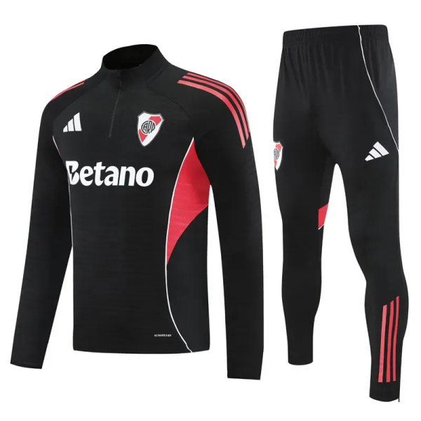 25-26 River Plate Black Half Pull Tracksuit (半拉链)