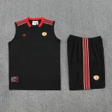 2025-26 Man Utd Black Tank top and shorts suit