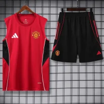 2025-26 Man Utd Red Tank top and shorts suit