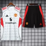 2025-26 Man Utd White Tank top and shorts suit