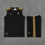 2025-26 Man Utd Black Tank top and shorts suit