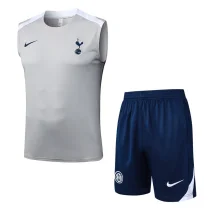 2025-26 Tottenham Hotspur Light gray Tank top and shorts suit #D25205