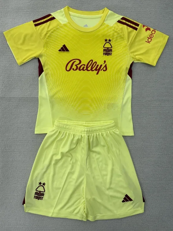 25-26 Nottingham Forest Yellow Goalkeeper Kids Soccer Jersey