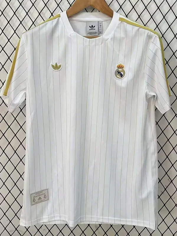 2025-26 Real Madrid  White Casual Edition Fans Training Shirts