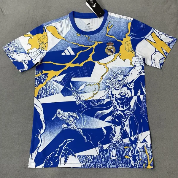 2025-26 Real Madrid  Bule White Joint Edition Training Shirts 蓝白(漫威)