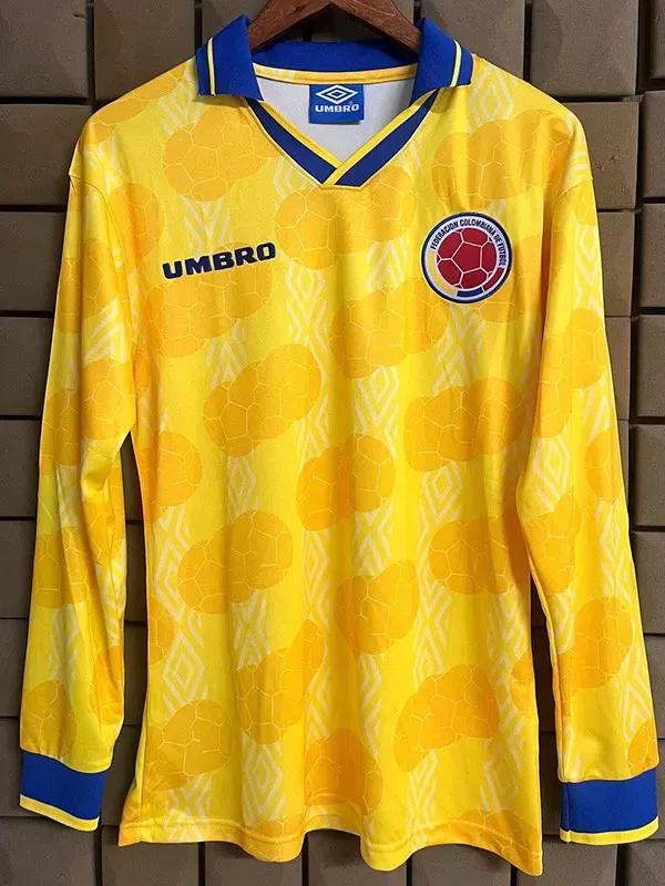 1994 Colombia Home Long Sleeve Retro Soccer Jersey (长袖)