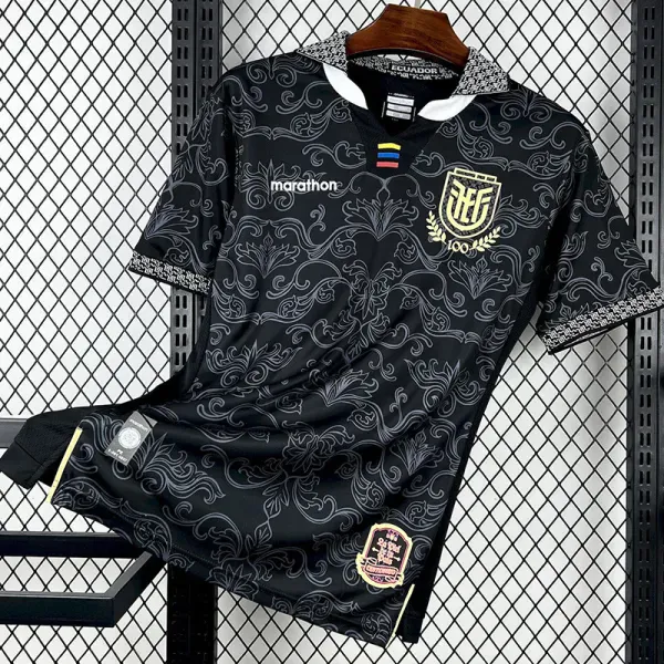 2025 Ecuador Black 100th Anniversary Goalkeeper Soccer Jersey (花图案)