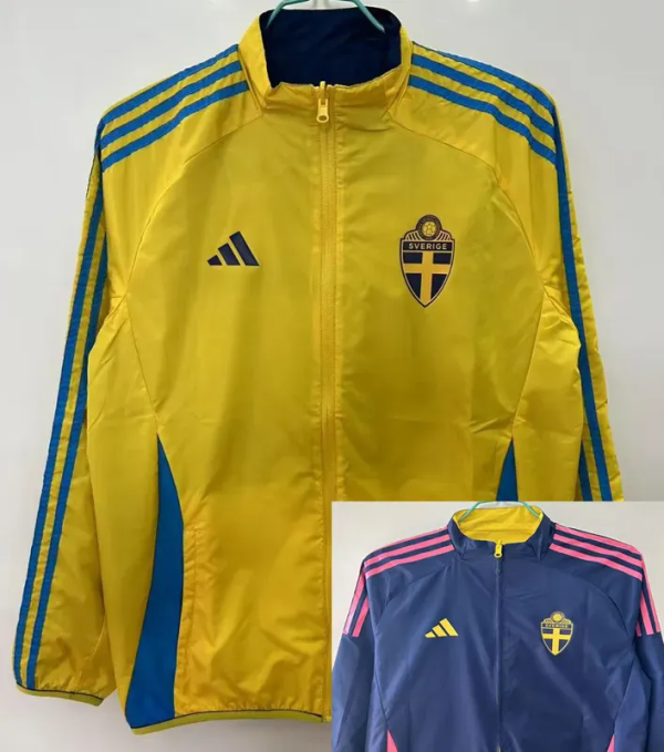 2025-26 Sweden Yellow & Royal blue Double Sided Windbreaker (双面风衣)