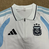 2026-27 Argentina White Polo Short Sleeve (半拉链)