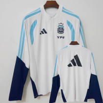 2026-27 Argentina White Top Half Pull Tracksuit (半拉上衣)