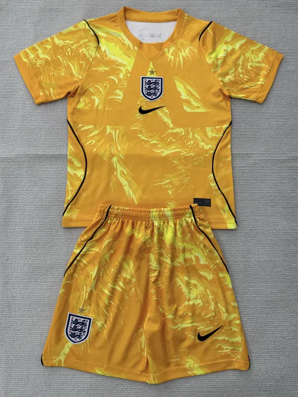 2026-27 England Yellow Goalkeeper Kids Soccer Jersey
