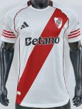 25-26 River Plate Home Player Version Soccer Jersey (双袖广告)