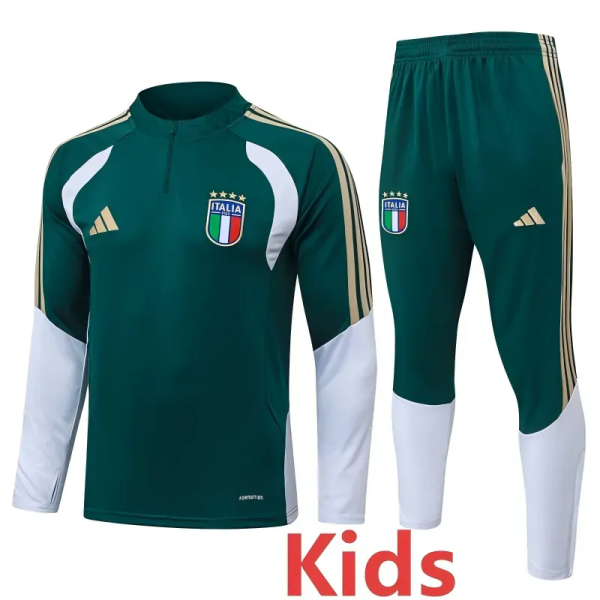 2026-27 Italy Green Kids Half Pull Tracksuit #E26014(童装)(半拉链)