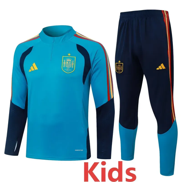 2026-27 Spain Lake blue Kids Half Pull Tracksuit #E26023(童装)(半拉链)