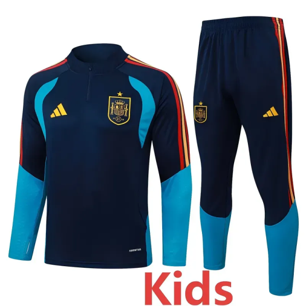 2026-27 Spain Royal blue Kids Half Pull Tracksuit #E26024(童装)(半拉链)