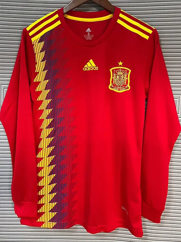 2018 Spain Home Long Sleeve Retro Soccer Jersey (长袖)