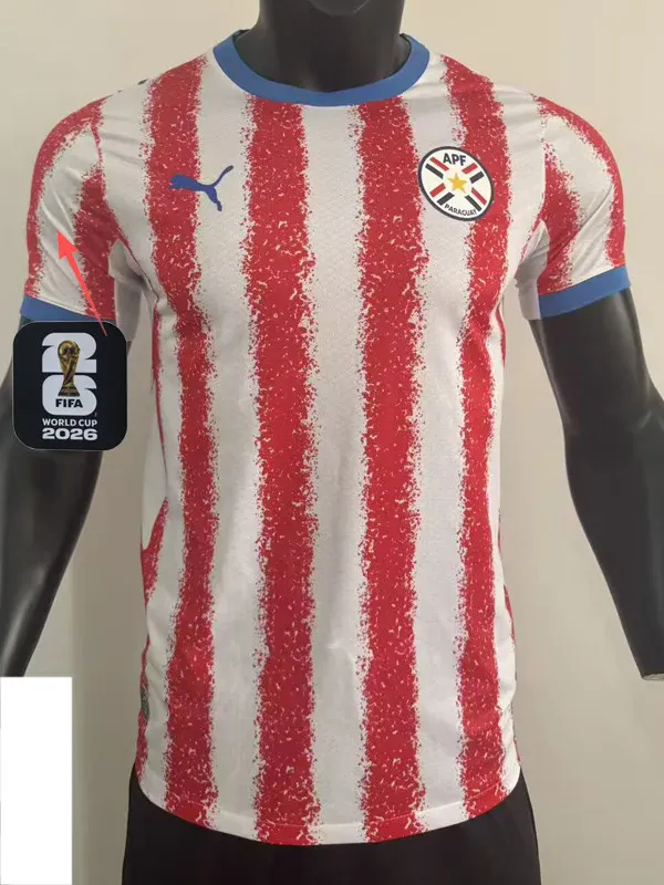 2026-27 Paraguay Home Player Version Soccer Jersey (Right-Arm Patch)