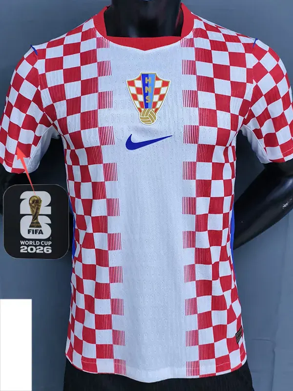 2026-27 Croatia Home Player Version Soccer Jersey (Right-Arm Patch)