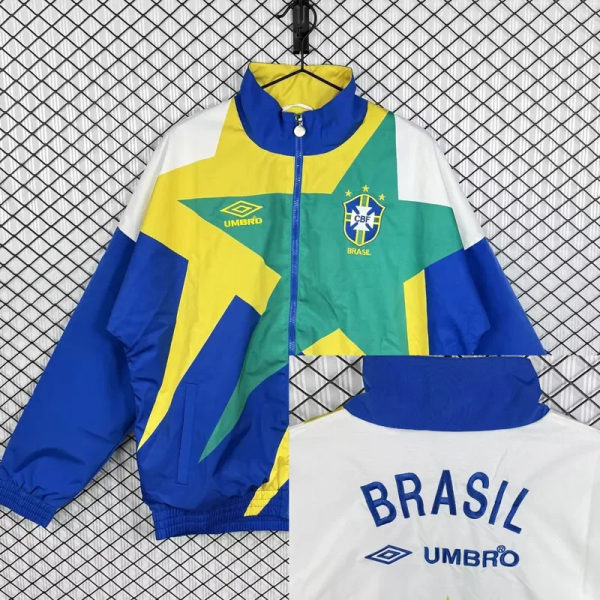 1993-1994 Brazil Blue white Retro Windbreaker