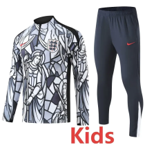 2026-27 England White Kids Half Pull Tracksuit (童装)(涂鸦半拉链)