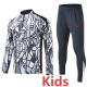 2026-27 England White Kids Half Pull Tracksuit (童装)(涂鸦半拉链)