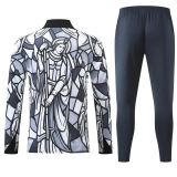 2026-27 England White Kids Half Pull Tracksuit (童装)(涂鸦半拉链)