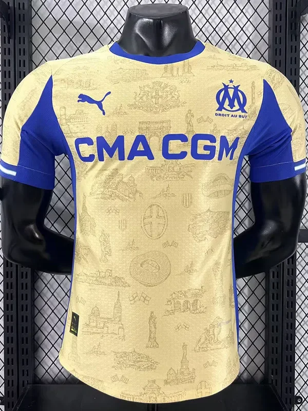 2025-26 Marseille Earthy Yellow Player Version Soccer Jersey