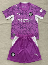 26-27 Man City Pink Goalkeeper Kids Soccer Jersey