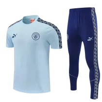 26-27 Man City Light blue Short shirts and Long trousers Suit (圆领)
