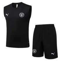 25-26 Man City Black Tank top and shorts suit #D25229