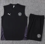 25-26 Man City Black Tank top and shorts suit #D25229