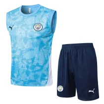 25-26 Man City Light blue Tank top and shorts suit #D25216