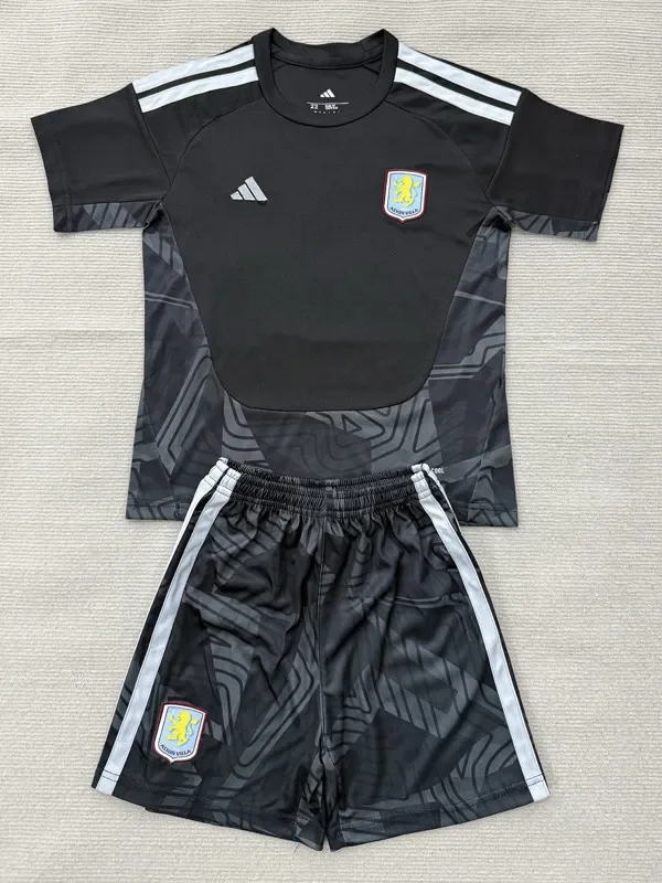 26-27 Aston Villa Black Goalkeeper Kids Soccer Jersey