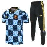 26-27 Man Utd Blue Short shirts and Long trousers Suit (圆领)