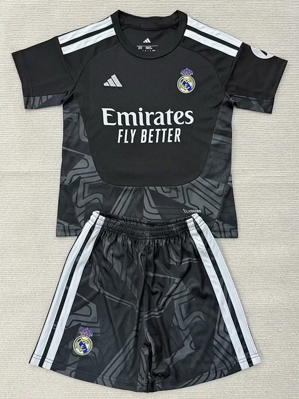 26-27 RMA Black Goalkeeper Kids Soccer Jersey