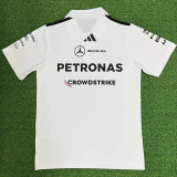 2026 Mercedes White Polo Racing Suit (Football Jersey Size)(有领)