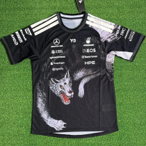 2026 Mercedes Black T-Shirts Racing Suit (Football Jersey Size)小狼头(圆领)