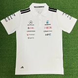 2026 Mercedes White Polo Racing Suit (Football Jersey Size)(有领)