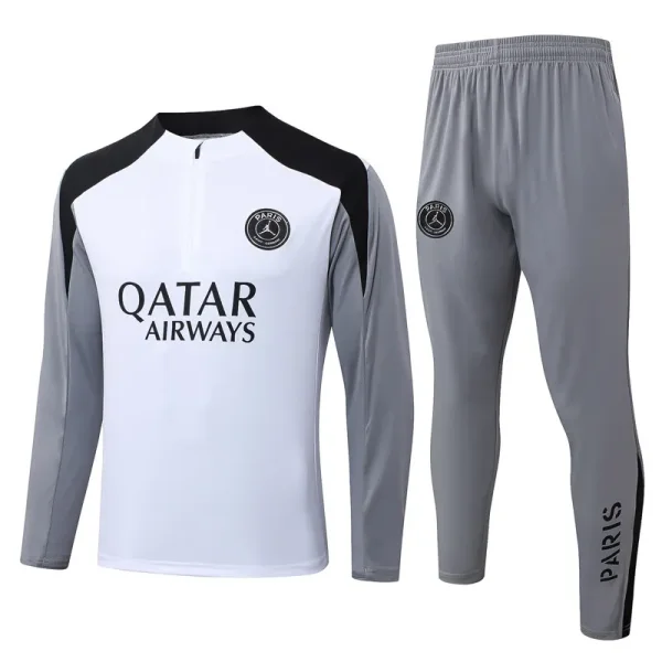 26-27 PSG White Gray Half Pull Tracksuit #B26032(半拉链)