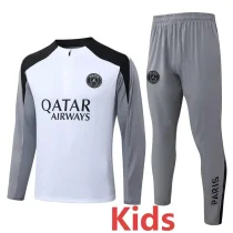 26-27 PSG Jordan White Gray Kids Half Pull Tracksuit #E26044(童装)(半拉链)