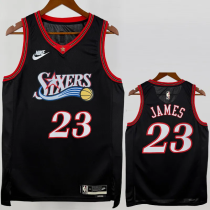 25-26 76ERS JAMES #23 Black Retro Top Quality Hot Pressing NBA Jersey (V领)
