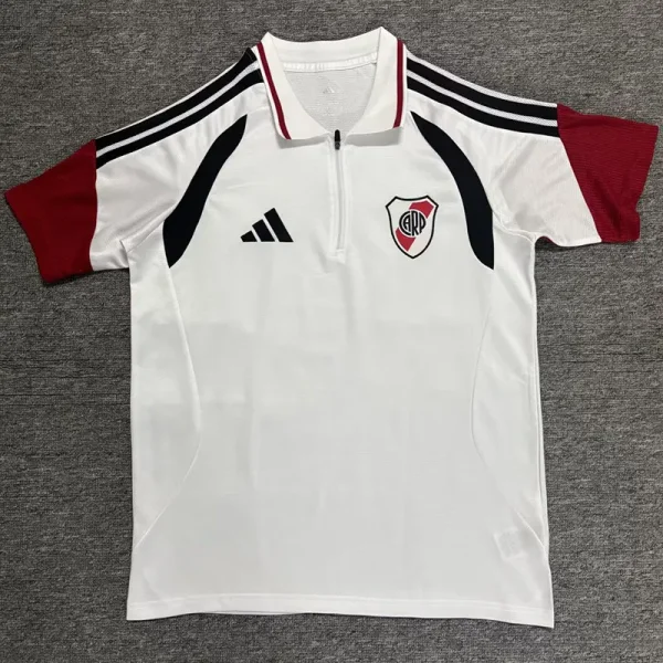 26-27 River Plate White Polo Short Sleeve (半拉链)